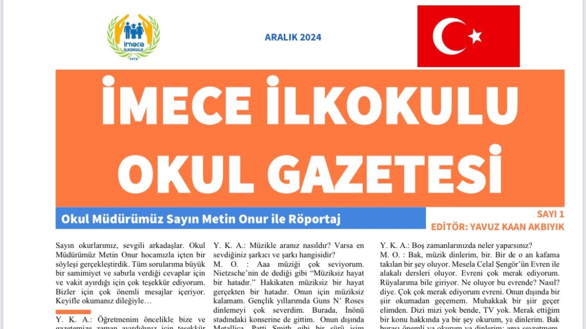 Okulumuzun Gazetesi Yayında!